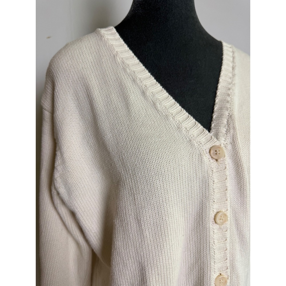 Brandy Melville Cream Oversized V-Neck Button Front Knit Cardigan Sweater chunky - Picture 4 of 8